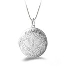 925 Sterling Silver Round Photo Locket Flower Pendant   Necklace Chain Set D704