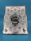 Baby   s First Year Photo Frame 12 Months Silver Tone Malden 9 3 4 X 7 1 2 Inc New