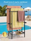 Haturi Standing Towel Rack For Bathroom 3-tier 39 H Black Metal Towel Drying