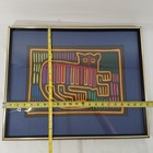 Mola Textile Art Cat Matted Framed 22x18 Kuna Panama Hand Crafted Vintage Art