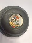 Antique Aristo Music Box powder Puff With Cameo Fragonard Decor