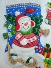 Handmade Completed Bucilla 18  Lined Felt Stocking Nordic Snowman With Ornament