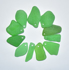 Genuine Sea Glass Beads 27-34mm Green Drilled Beach Glass Pendant Jewelry Making
