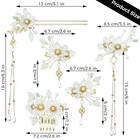 5pcs Camellia Flower Tassels Hairpin Chinese Hair Stick Crystal Rhinestone 