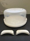 Plastic Cake Carrier With Clear Dome Lid   Handles 12  Diameter Bpa-free