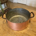 Vintage Tin Lined Copper Stock Pot France Hammered 