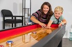 9ft Shuffleboard Table Black Poly Coated Playfield Built In Scorer 8 Pucks Brush