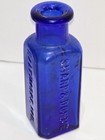 Vintage Sharpe   Dohme Cobalt Blue Triangular Poison Bottle   Bonus Bottle Rare
