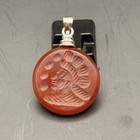 Ancient Carnelian Intaglio Seal Stone Pendant Warrior Engraved Red Agate Bead
