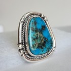 Vintage Navajo Sterling Silver Turquoise Statement Ring Size 7 5   Ma Stamp