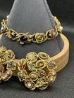 Vintage Goldette Ny Earrings And Bracelet Gold Tone Victorian Beauty Charming