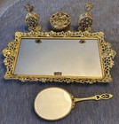 Vintage Stylebuilt Accessories New York 24k Gold Plated 5 Pc Vanity Set W pearls