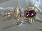 9ct Solid Gold 3 00 Carat Natural Amethyst Vintage Stud Earrings E4 
