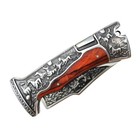 Theboneedge 9   Engraved Design Red Pakkawood Handle Folding Knife 3cr13 Stainle
