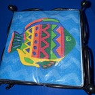 Vtg Creative Impressions    tropical Fish    Cocktail Napkins 4 New Pks   Holder 