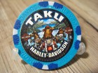 Taku Harley Davidson Emblem Poker Chip - Juneau  Alaska - Blue Dark Blue White