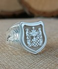 Silver Custom Silver Coat Of Arms Signet Ring - Family Crest Shield Design
