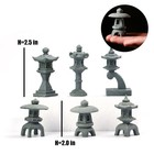 Sdeetesamjun Miniature Japanese Lantern Pagoda Figurines 6 Small Sandstone