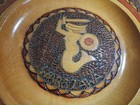 Poland Wooden Folk Art Plate 8 3 4  Hand Carved   Engraved Mermaid  Vintage 