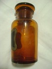 Antique French Amber Blown Glass 750ml  Apothecary Bottle Rhei Rad  Paper Label
