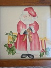 Vintage Signed Hand Painted Folk Art Santa Framed Primitive 8 X 8 Square Box