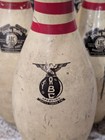 X10 Vintage Abc Strike Master Mustang Hide  Coated Wood Bowling Pin Set