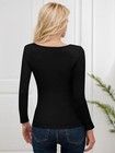 Women s V Neck Slim Fitted T Shirts Basic Solid Long Sleeve Tops