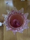 Antique Victorian Hand Blown Cranberry And Clear Glass  Vase England c 1890