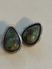 Vtg Teardrop Navajo  E  Kee  Signed Sterling Silver Royston Turquoise Earrings