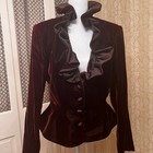 Vintage Velvet Pant Suit Ruffle Portrait Collar Bridgerton Renfair 2pc As Is