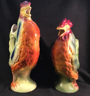 Pair Of Vintage French Majolica Pitchers  2  Chickens By St  Clement Nice Set