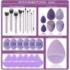 29pcs Makeup Tool Set Includes Wooden Handle 10pcs Kabuki Makeup Brush Set 18   