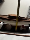 Vintage Wooden Pond Yacht Model Boat Ship With Display Stand     30   