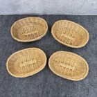Vtg Oval Wicker Serving Baskets Set Of 4 Crafts Bread Kitchen Table 7 5  X 5 