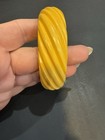 Vtg Yellow Carved Swirl Bakelite Bracelet 