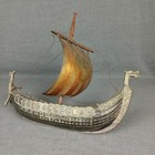Vtg Mid-century Danish Bronze Viking Ship Sculpture By Edward Aagaard Iron Art