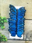 12 Large Feather Blue Monarch Butterflies 5inch- Artificial Blue Butterfly Picks