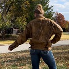 Vintage 80s Tan Leather Moto Bomber Jacket Grunge Medium