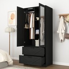 2 Doors Freestanding Wardrobe Mirror Armoire Closet Storage Cabinet  2 Drawers