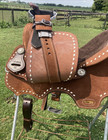 15  Mocha Roughout Western Barrel Saddle Buckstitched  Leather