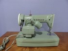 Vintage Singer 185j Model Green Canada Sewing Machine W  Pedal   Case