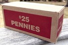 Bank Sealed Penny Box 50 Rolls   25 Fv  Unsearched Bank Find