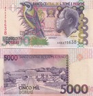 Sao Tome Principe 5000 Dobras 2004 P 65c Unc Aa Prefix 1 20 Bundle Lot 5 Pcs