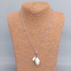 925 Sterling Silver Chain White Baroque Pearl Chain Necklace Delicate Jewelry