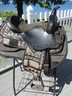 15   Fqh Saddle King  Black Aztec Leather   Cordura Western Barrel trail Saddle