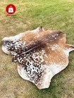 Tricolor Cow Hide Real Skin Leather Rug - Average Size 6x6 Feet New Cowhide Rugs