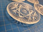 Vintage Pressed Glass Coasters Set 4 Starburst Pattern Barware Drink Coaster