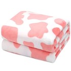 Cow Print Blanket Warm Plush Cute Pink 40x50inch 100 X130 Cm  Strawberry Cow