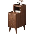 Brown 2 Drawers End Table Bedside Nightstand Bedroom Storage Cabinet Night Stand