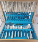 77 Pcs Vtg Oneida Community Plate 1921 Grosvenor Silver Plate Silverware W chest
